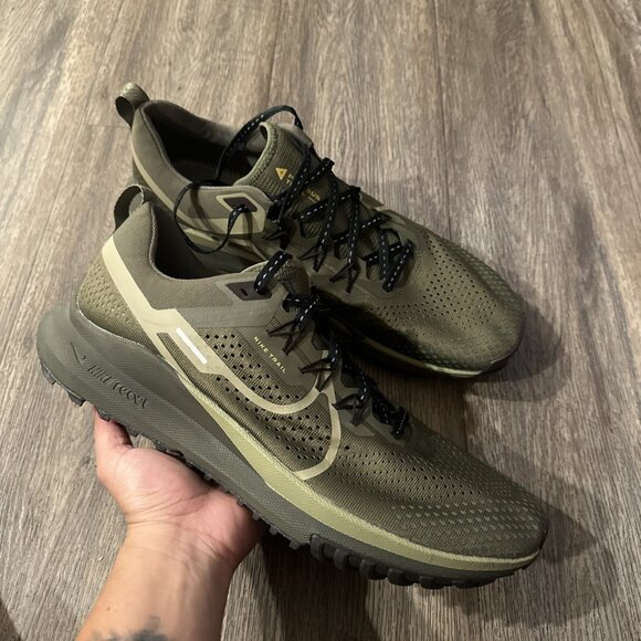 MEN'S NIKE REACT PEGASUS TRAIL 4 MEDIUM OLIVE DJ6158-202 SNEAKERS SIZE 15